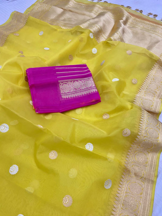Pure Handloom Banarasi Kora Silk Saree