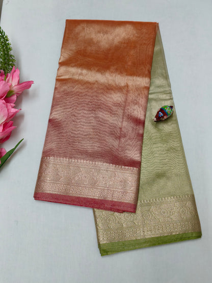 Organza 4D Dye Tissue Saree With Unstitched Blouse