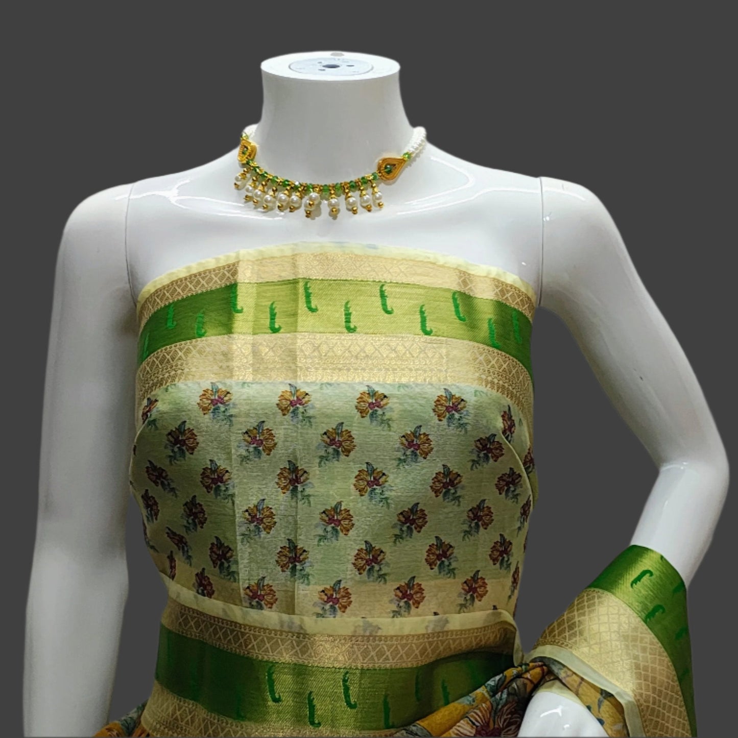 Yellow Worm Silk Muniya Digital Print Banarasi Saree