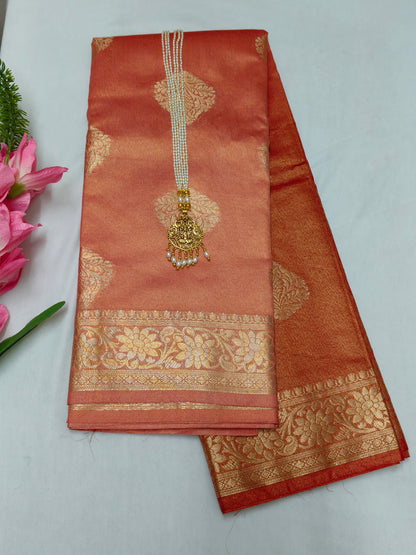 Banarasi Lama Tissue Shaded Dye Saree With Unstitched Blouse