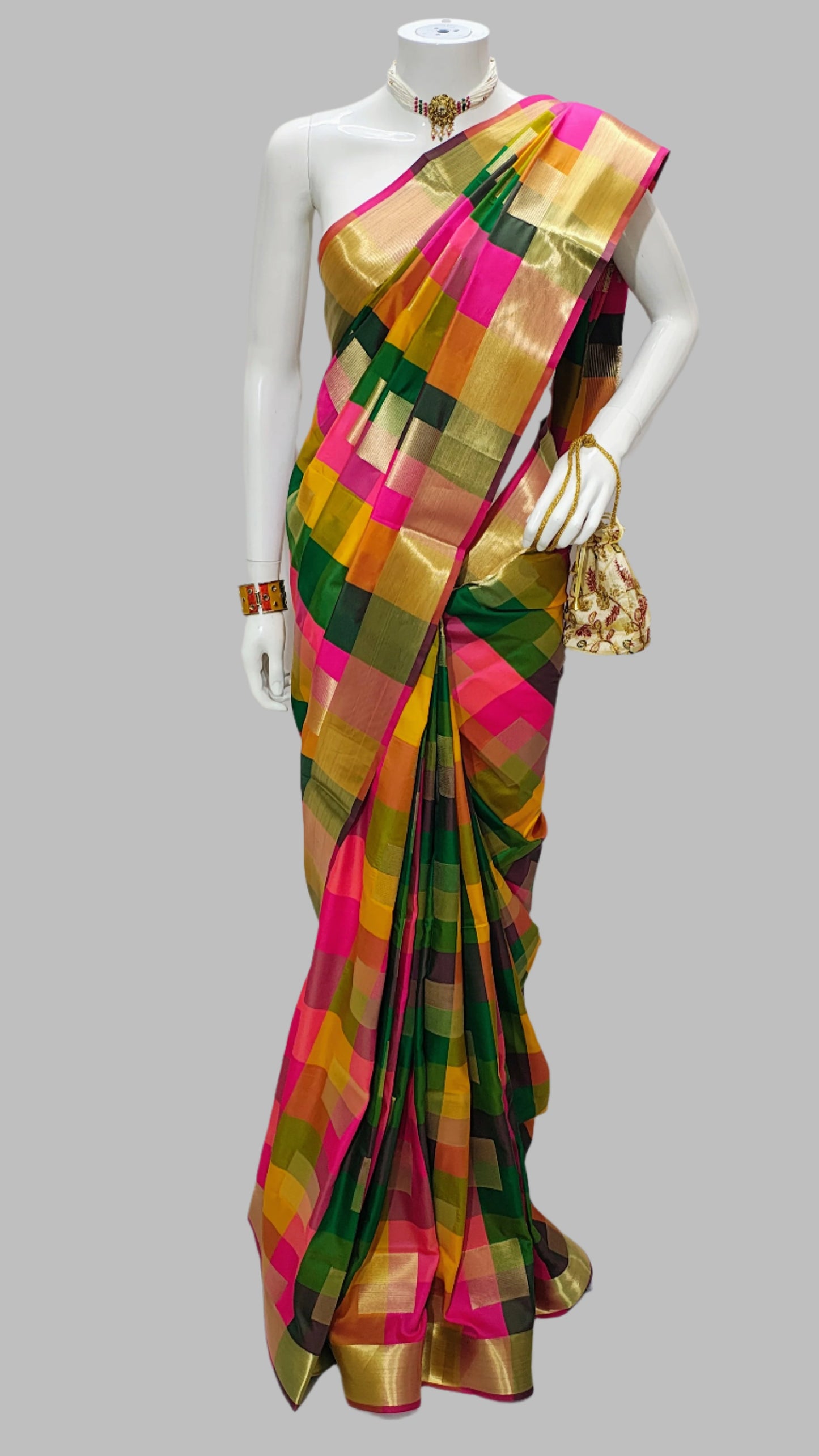 Katan Silk Banarasi Saree With Alwar Weaving