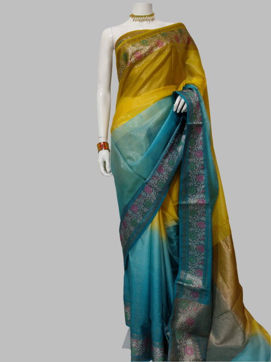 Banarasi Worm Silk Saree With Unstitched Blouse