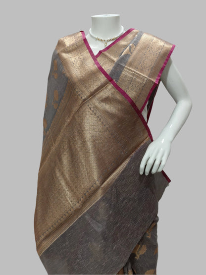 Banarasi Linen Buti Saree With Unstitched Blouse