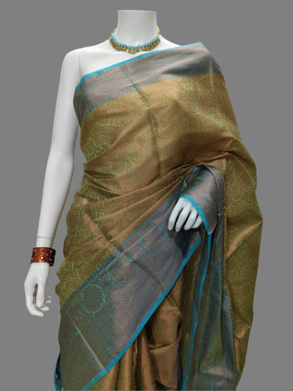 Banarasi Tanchui Skirt Design Green Saree With Unstitched Blouse