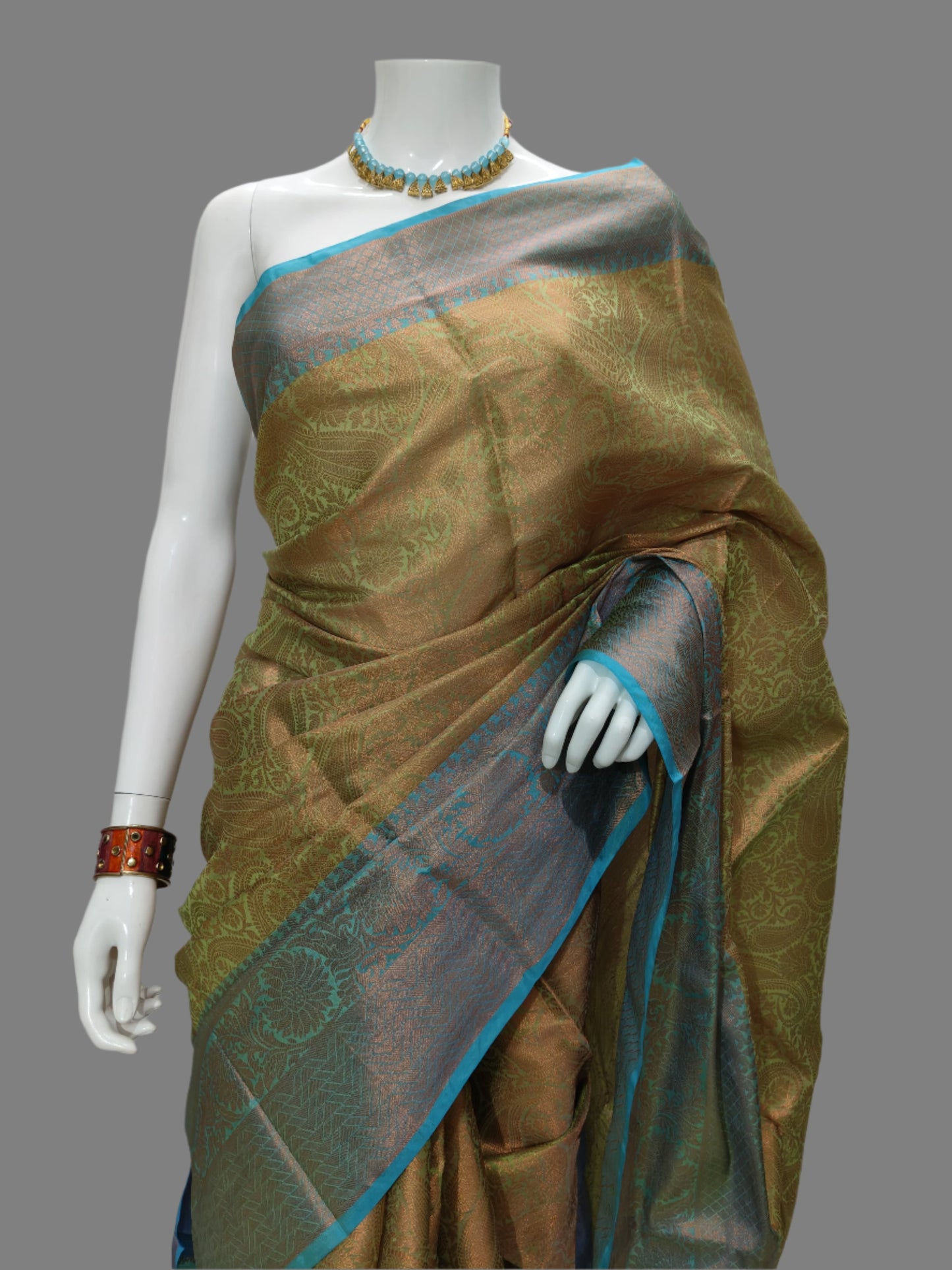 Banarasi Tanchui Skirt Design Green Saree With Unstitched Blouse