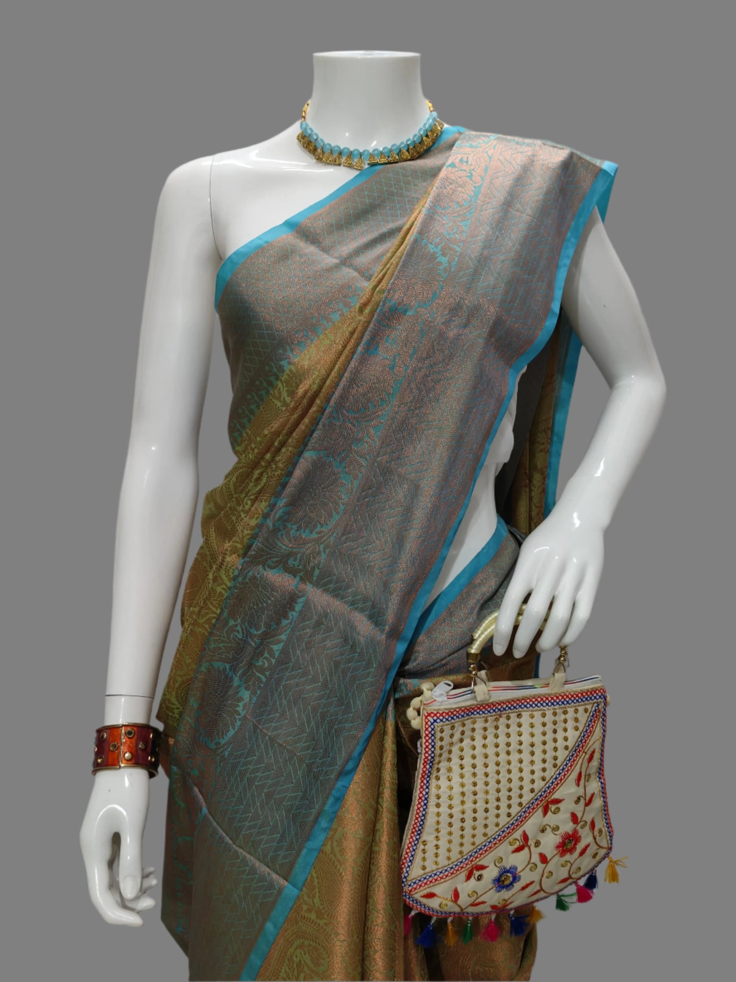 Banarasi Tanchui Skirt Design Green Saree With Unstitched Blouse