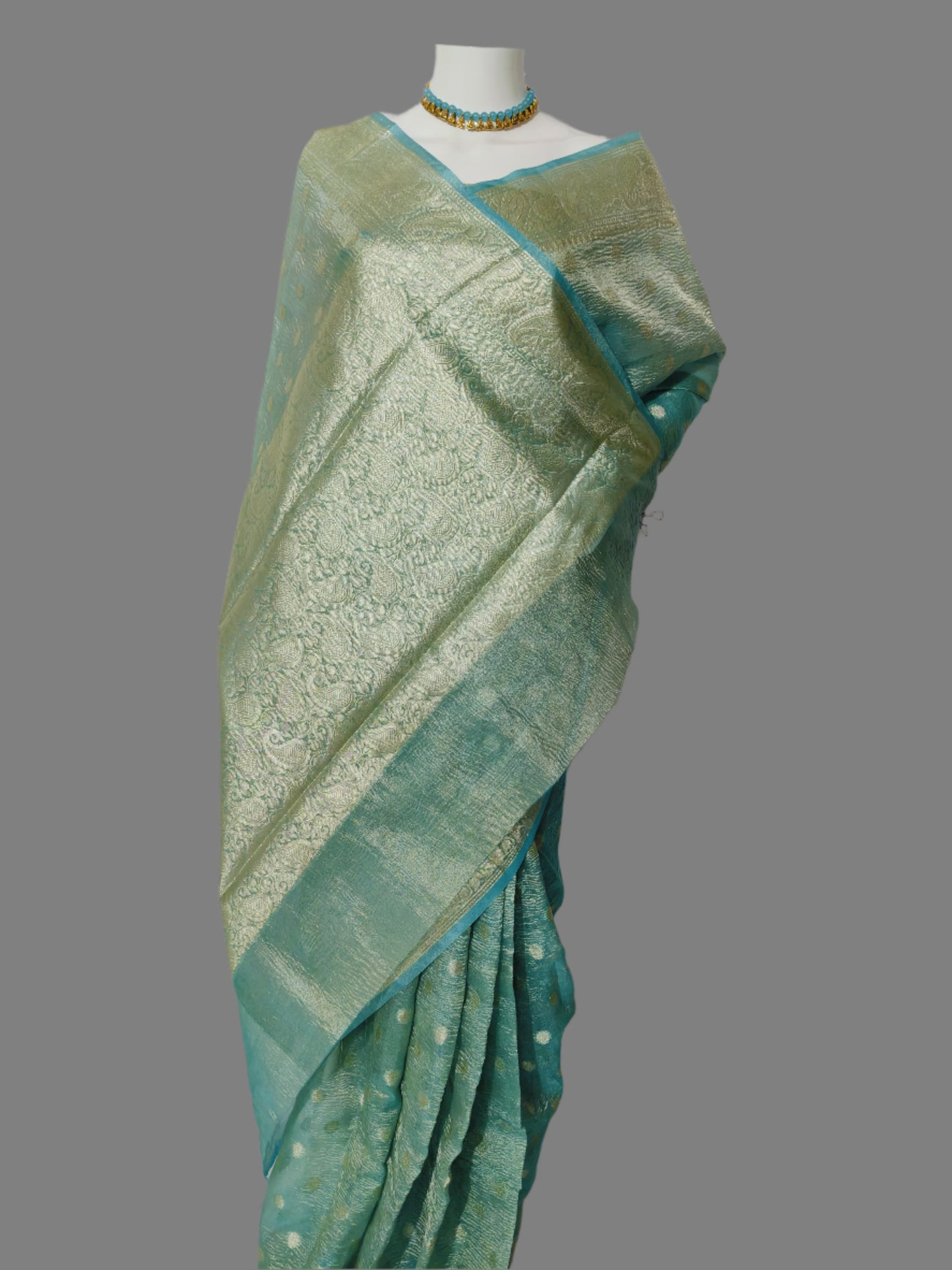 Banarasi Tissue Crush Buti Saree With Unstitched Blouse