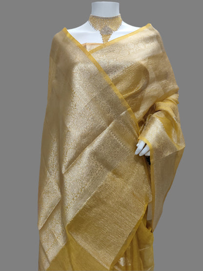 Banarasi Tissue Crush Buti Saree With Unstitched Blouse