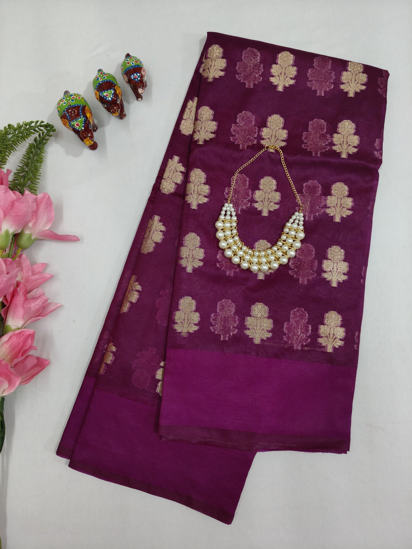 Purple Organza Banarasi Saree