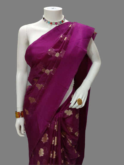 Purple Organza Banarasi Saree