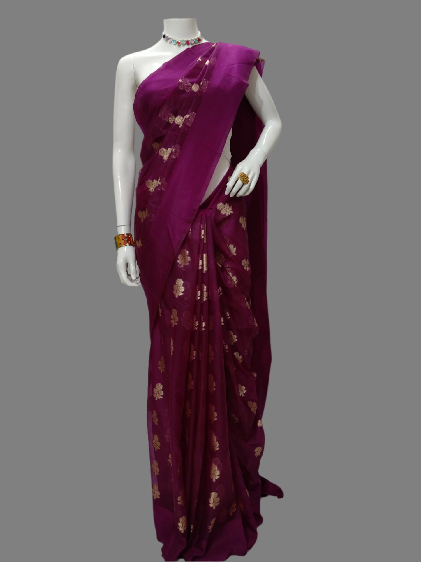 Purple Organza Banarasi Saree