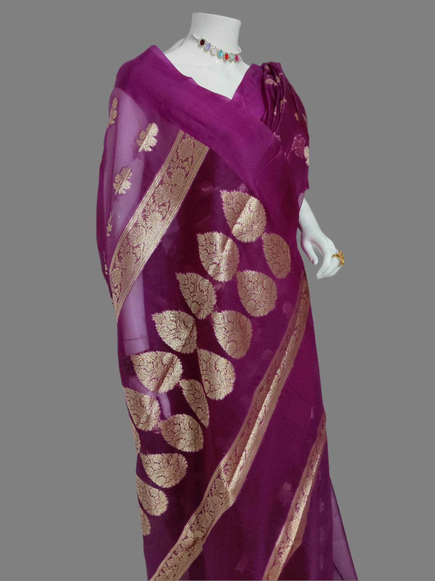 Purple Organza Banarasi Saree