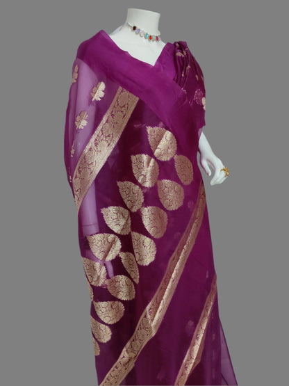 Purple Organza Banarasi Saree