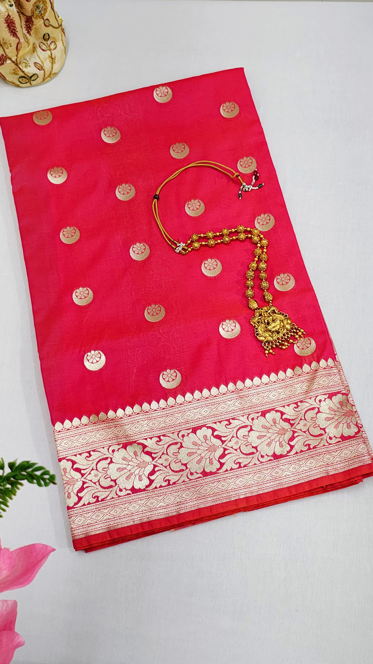 Banarasi Mashru Silk Saree with With Unstitched Blouse