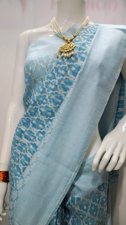 Banarasi Cotton Silk Saree With Unstitched Blouse