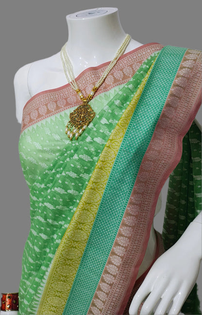 Banarasi Cotton Silk Saree With Unstitched Blouse