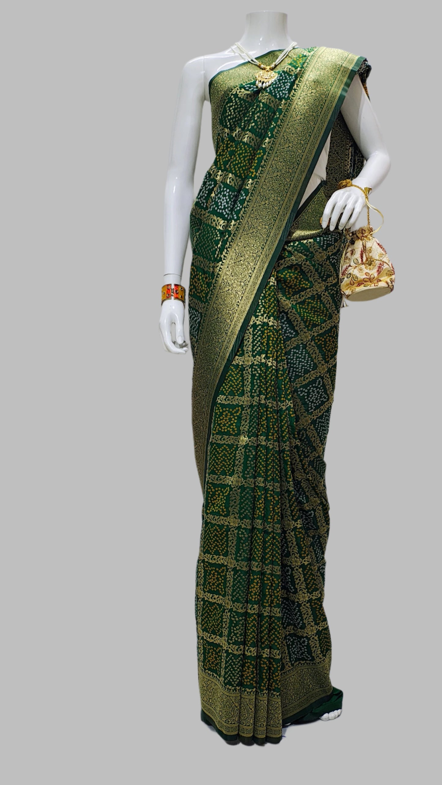 Green Cotton Silk Alwar Weaving Banarasi Saree With Unstitched Blouse