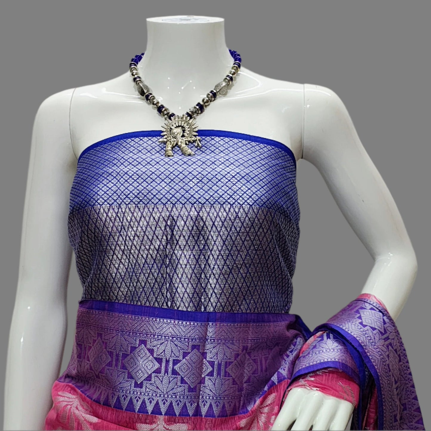 Cotton Silk Silver Jal Web Design Banarasi Saree