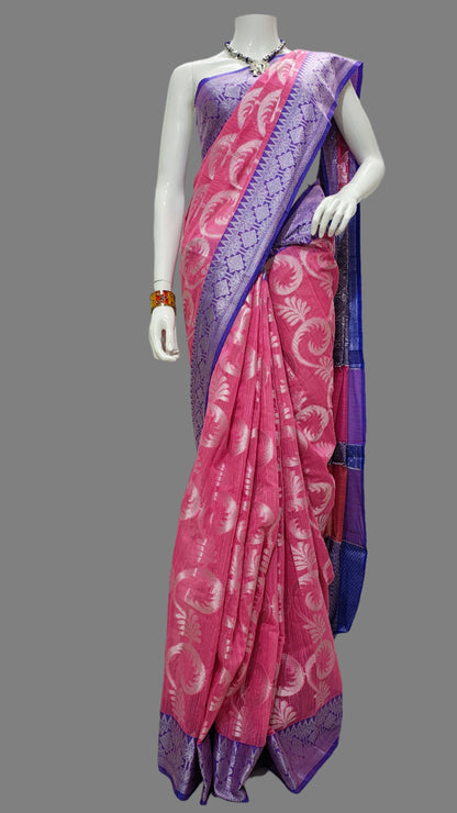 Cotton Silk Silver Jal Web Design Banarasi Saree