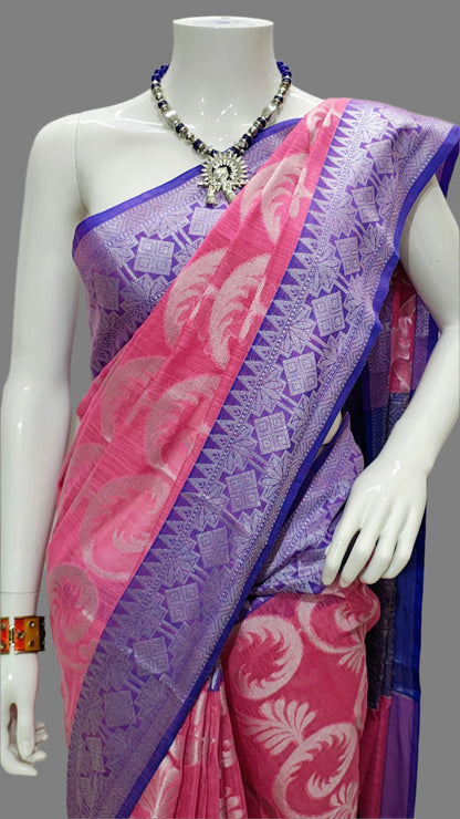 Cotton Silk Silver Jal Web Design Banarasi Saree