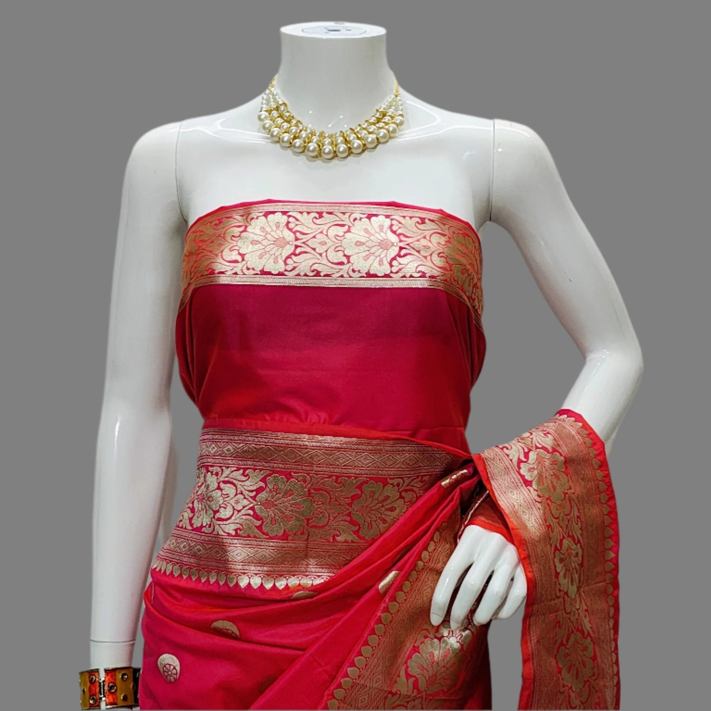 Banarasi Mashru Silk Saree with With Unstitched Blouse