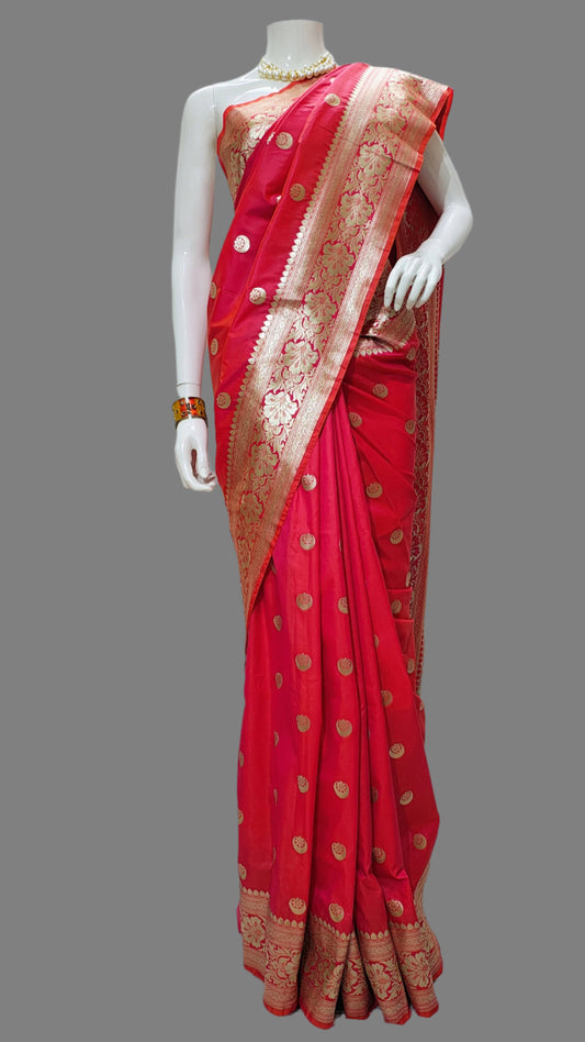 Banarasi Mashru Silk Saree with With Unstitched Blouse