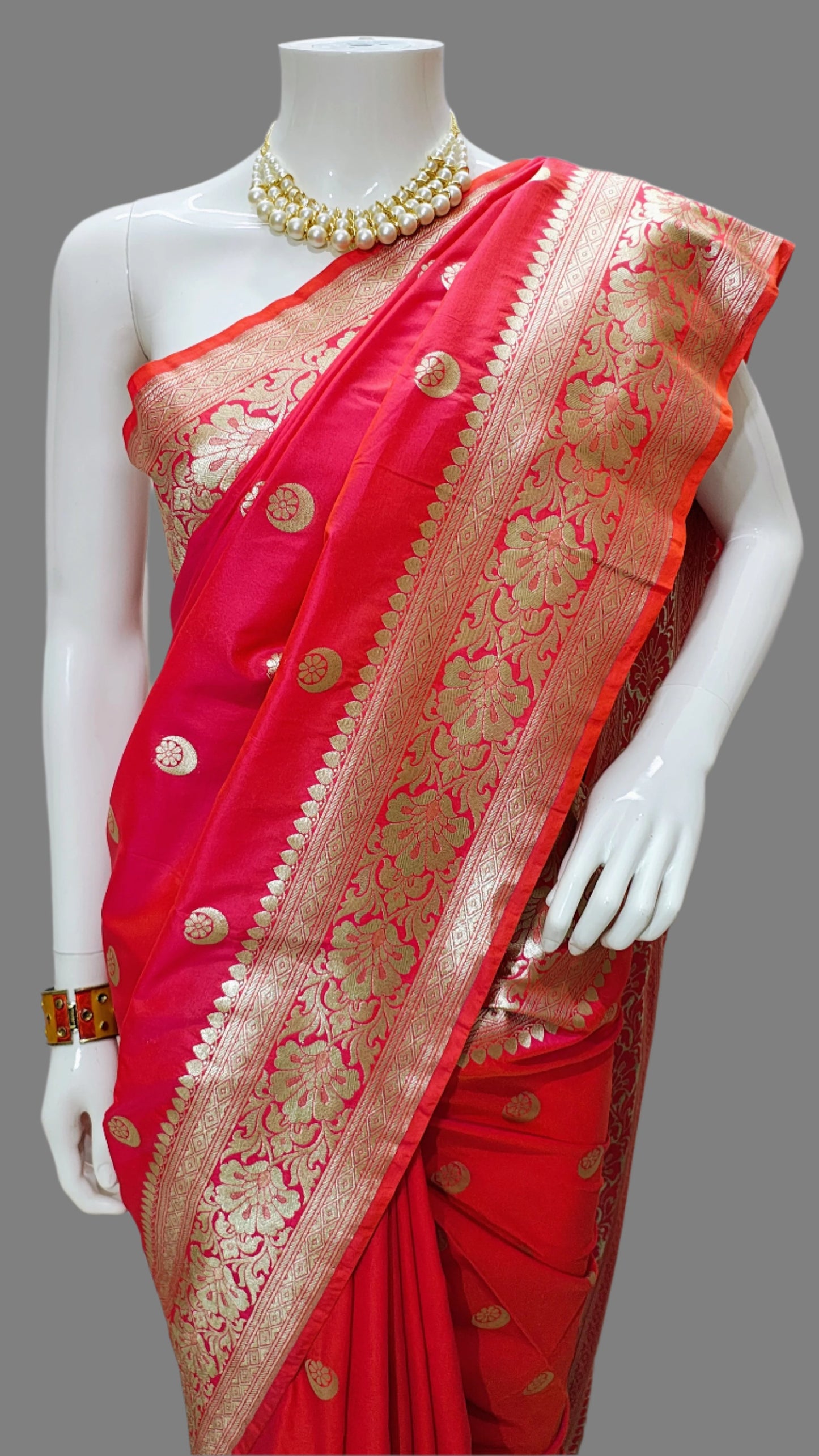 Banarasi Mashru Silk Saree with With Unstitched Blouse