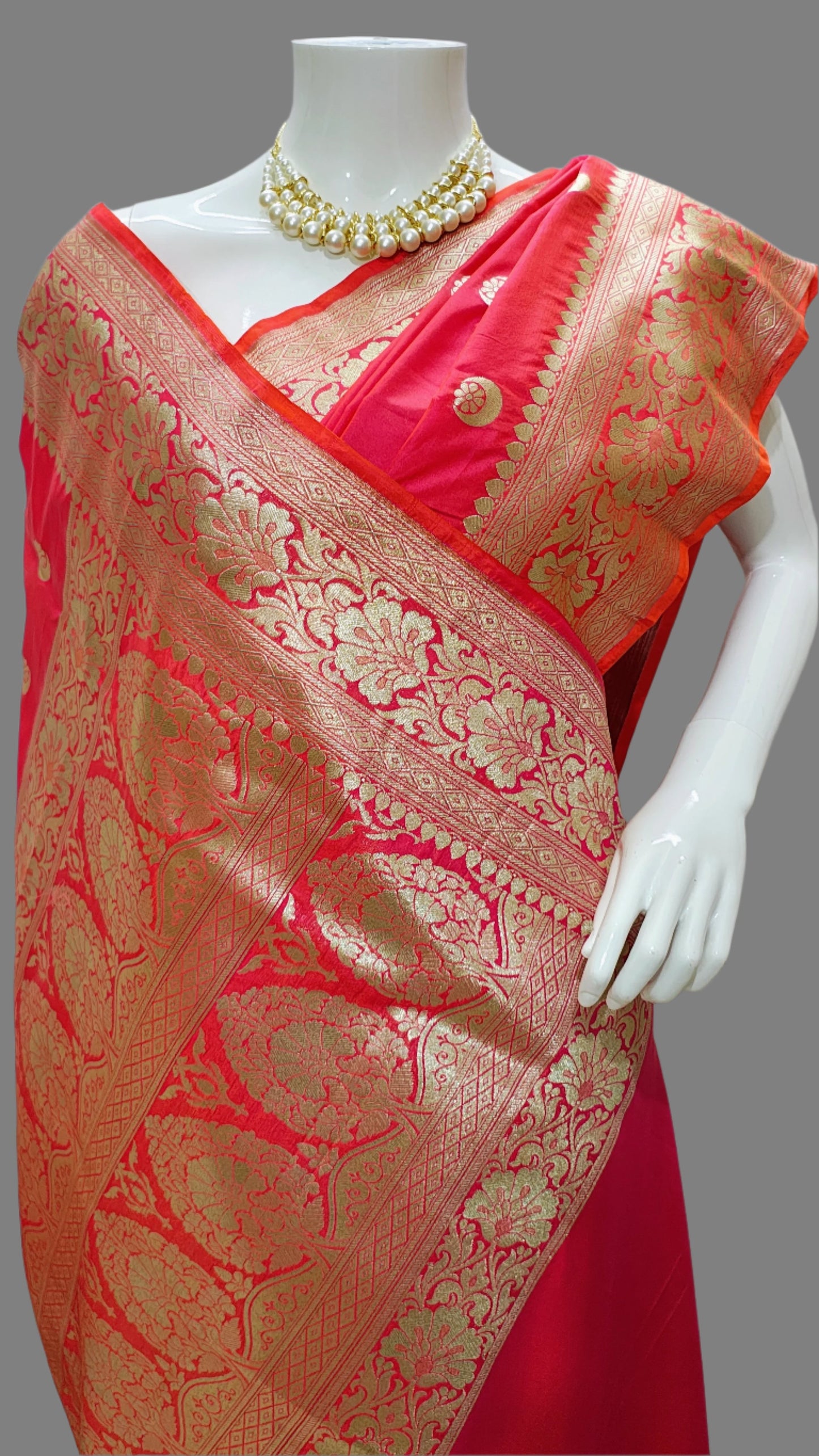 Banarasi Mashru Silk Saree with With Unstitched Blouse