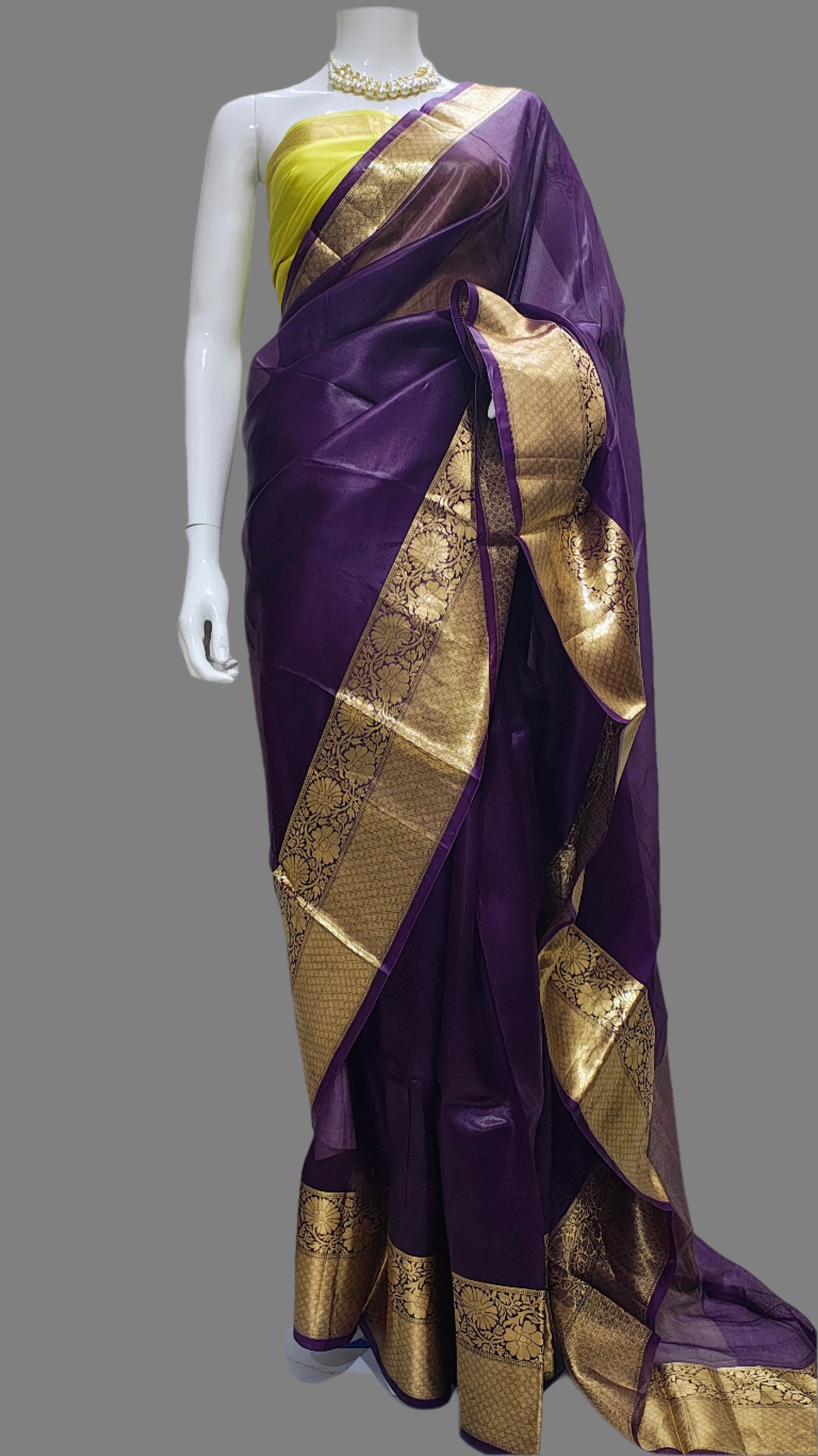 Pure Tissue Digital Print Purple Saree With Unstitched Blouse