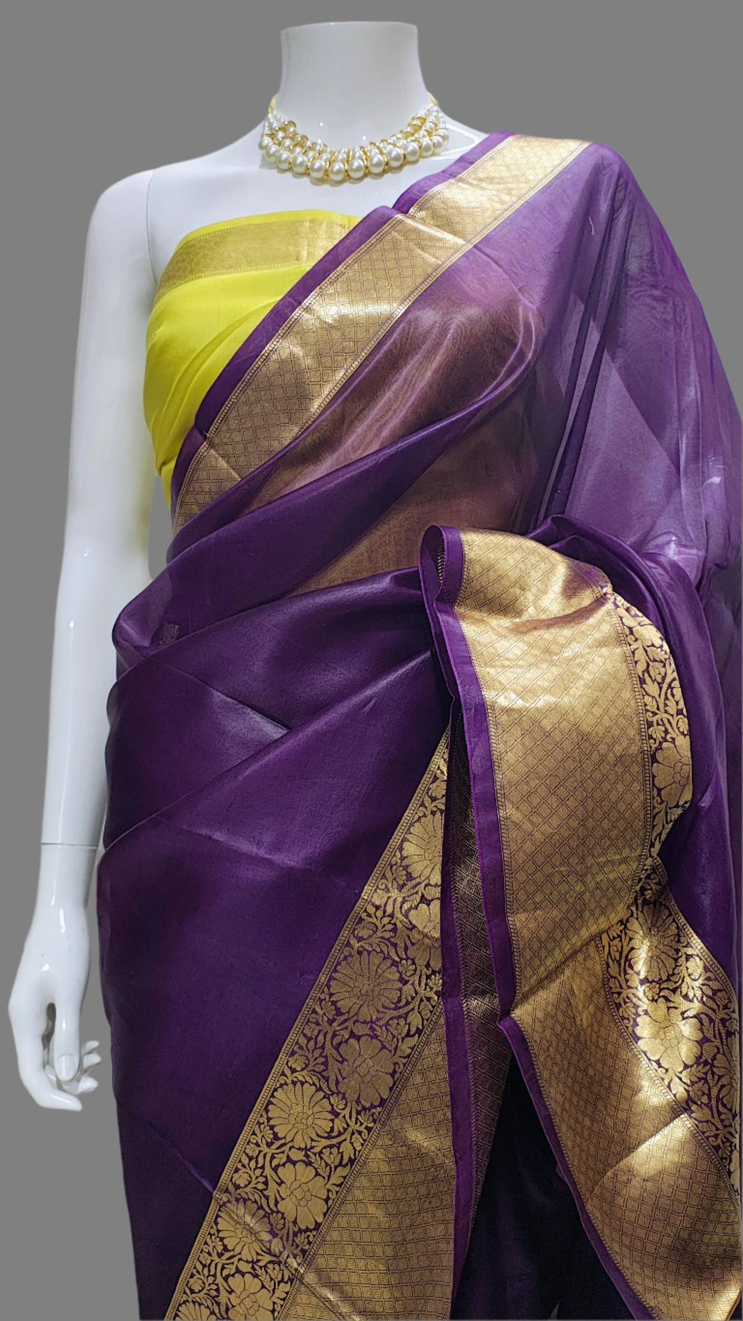 Pure Tissue Digital Print Purple Saree With Unstitched Blouse