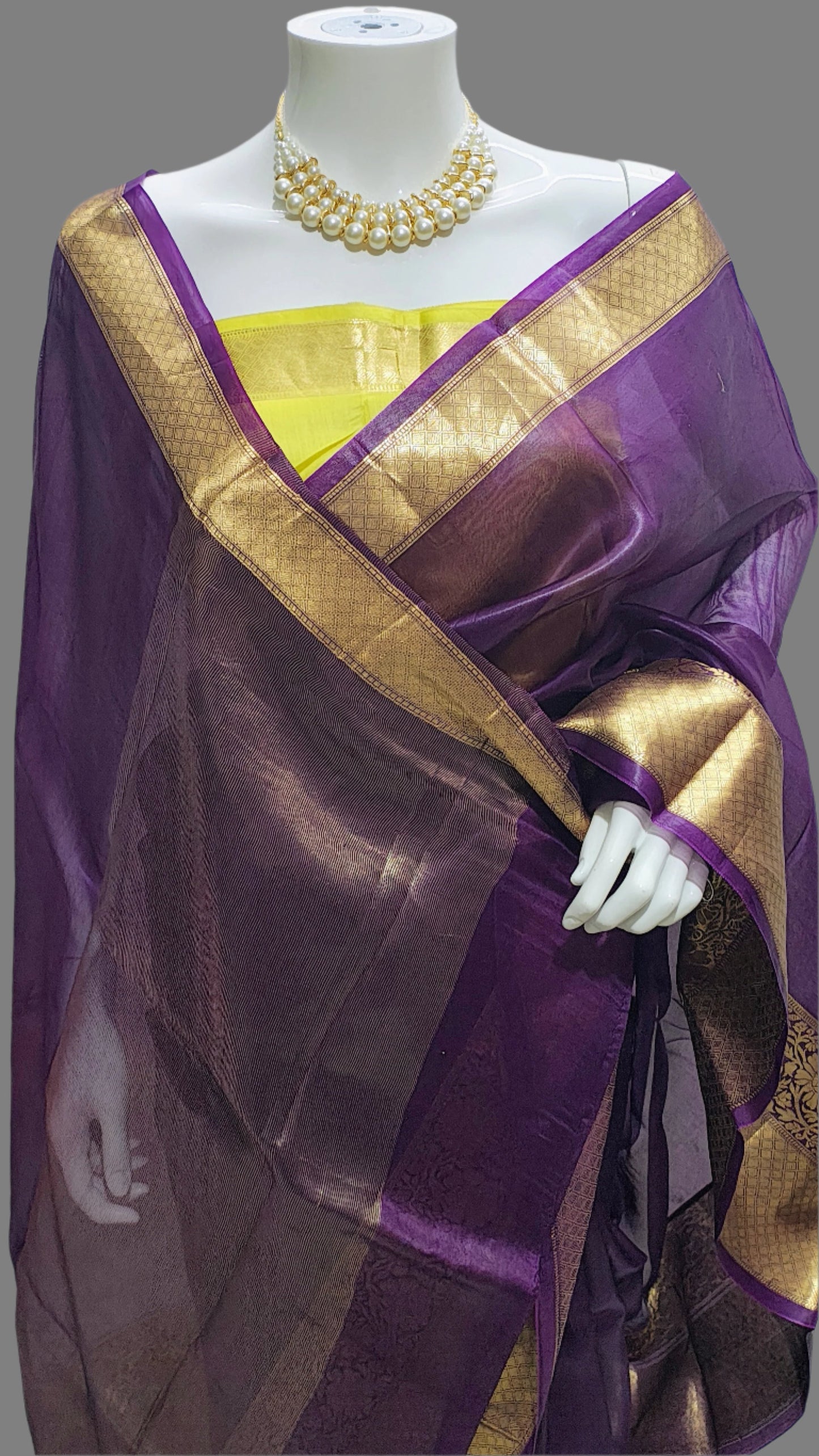 Pure Tissue Digital Print Purple Saree With Unstitched Blouse