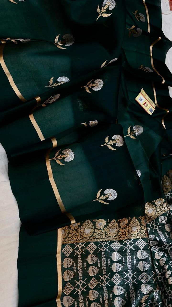 Pure Handloom Banarasi Kora Silk Saree
