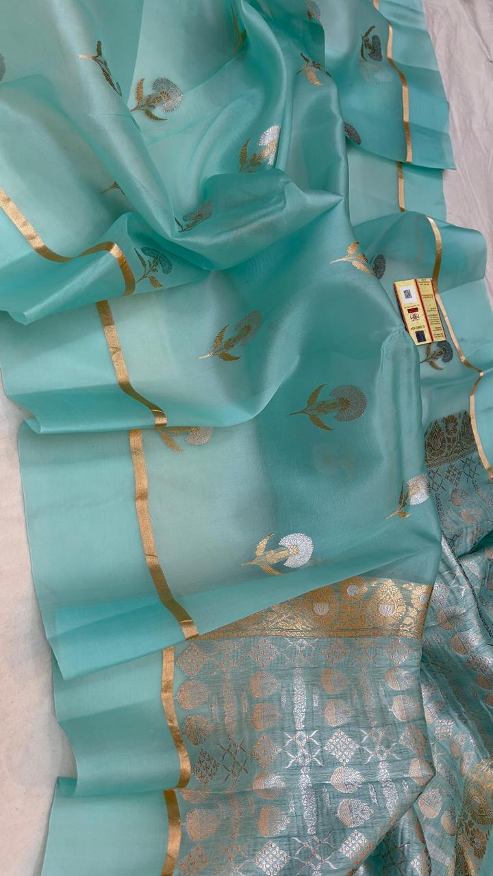 Pure Handloom Banarasi Kora Silk Saree