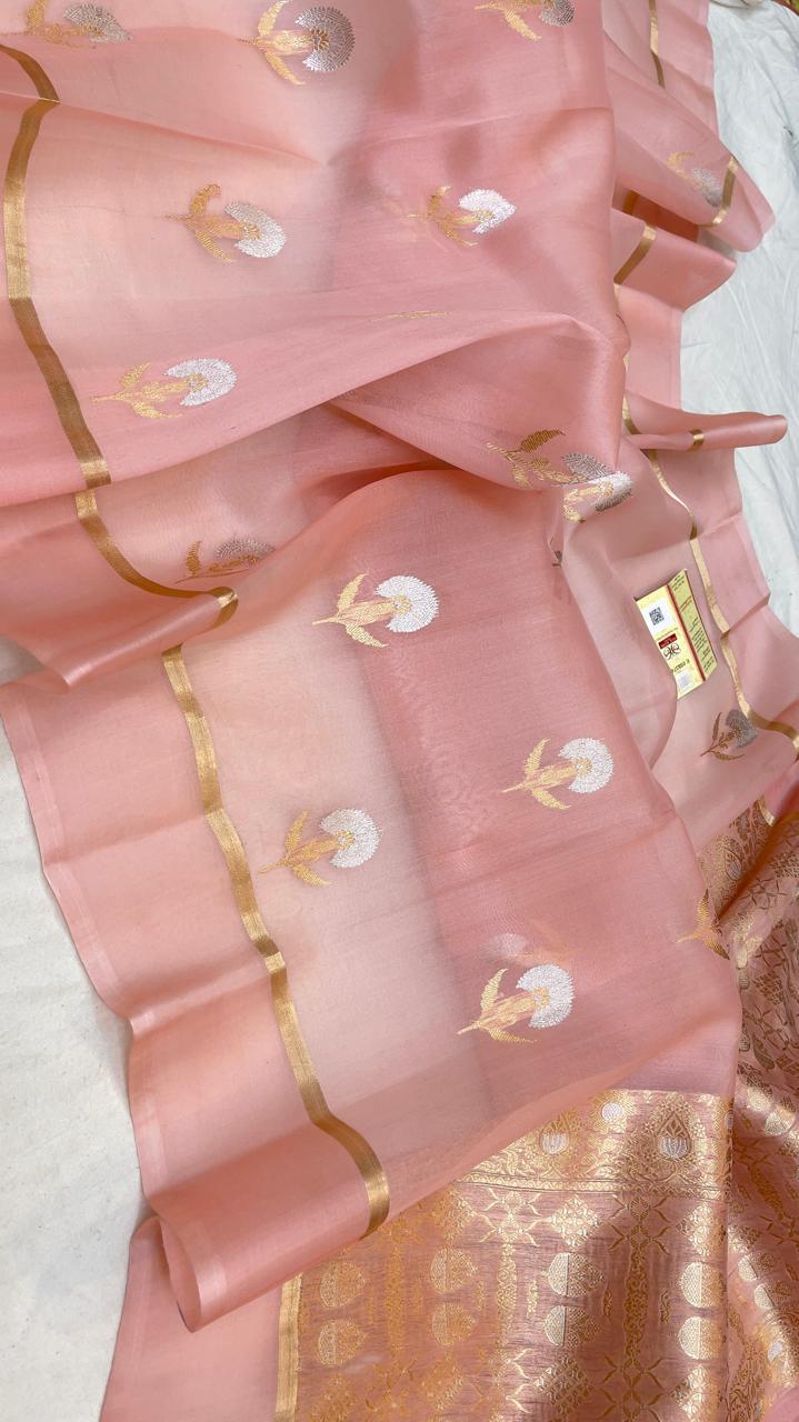 Pure Handloom Banarasi Kora Silk Saree